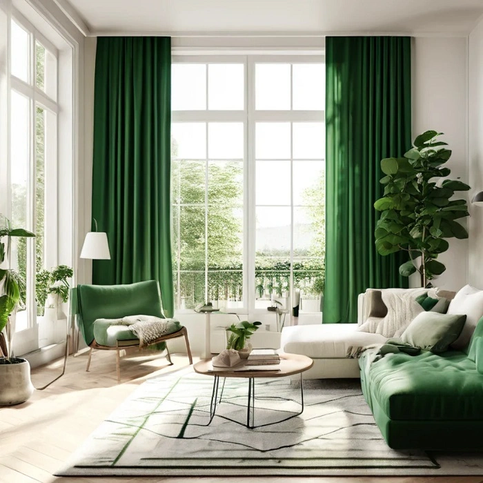 green curtains s1