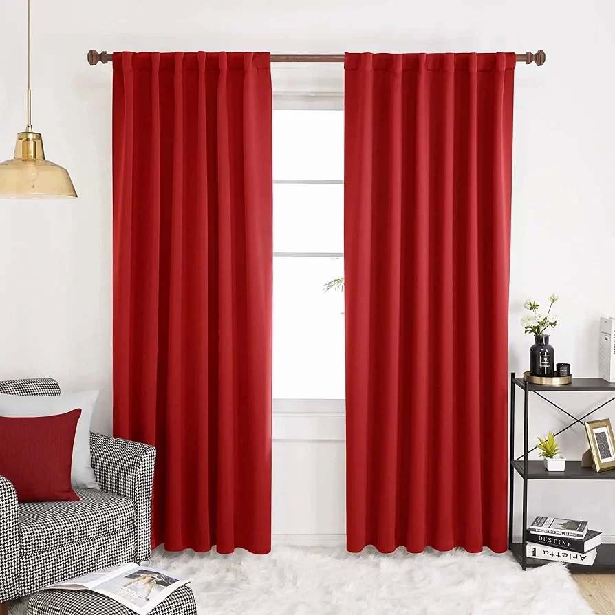 red curtains