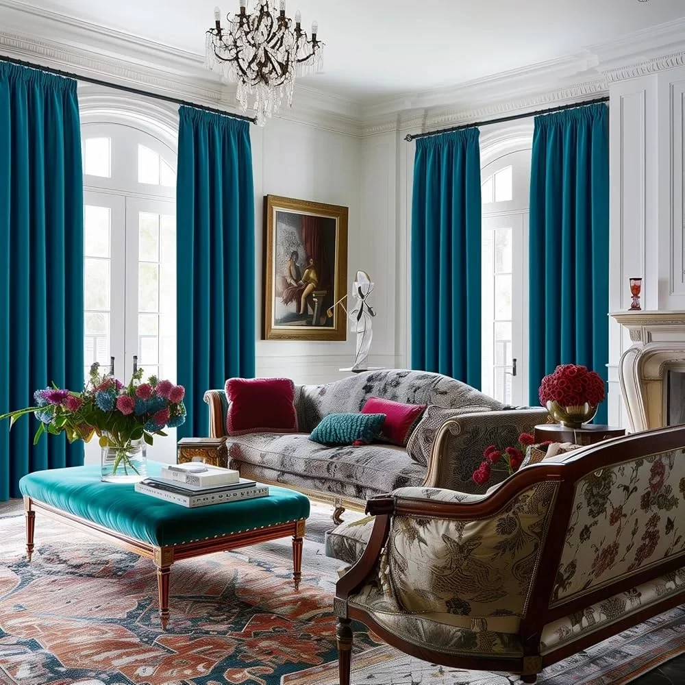 teal blackout curtains